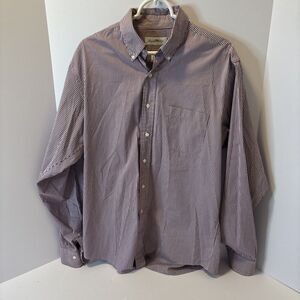 Brooks Brothers Mens 16-36/37 Burgundy Gingham Button Down Long Sleeve Shirt